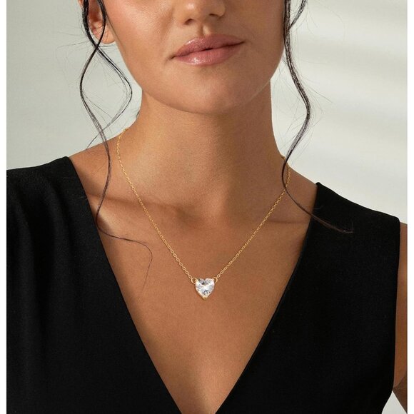 ⚡Necklace for Women Heart Zirconia Necklace 14K Gold Plated Cute Gold Jewelry - Picture 3 of 7